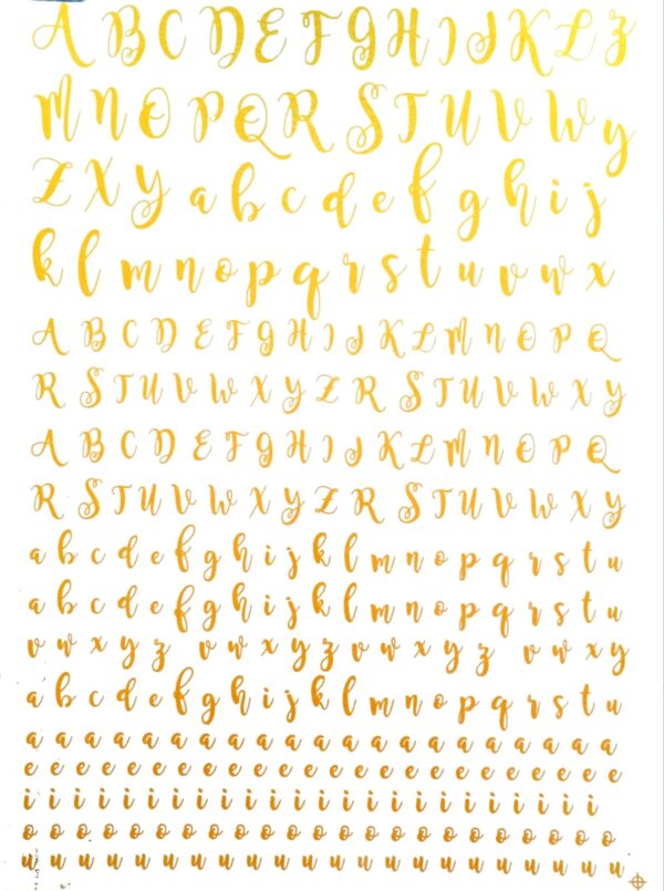 ABC CURSIVA LETRAS 2CM DORADAS (CERAMICA Y VIDRIO) - C-06