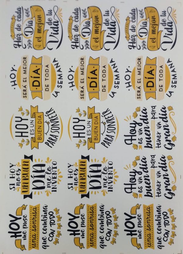 FRASES BUEN DIA 2C NEG Y DOR C-06 (CERAMICA Y VIDRIO)